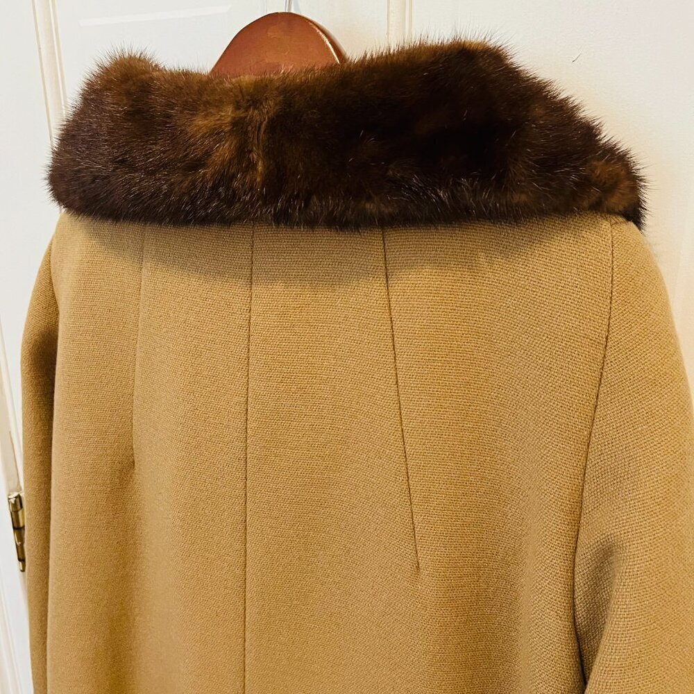 Vintage Wool Coat with Mink Collar Union USA Made- Size Medium - Picture 10 of 16